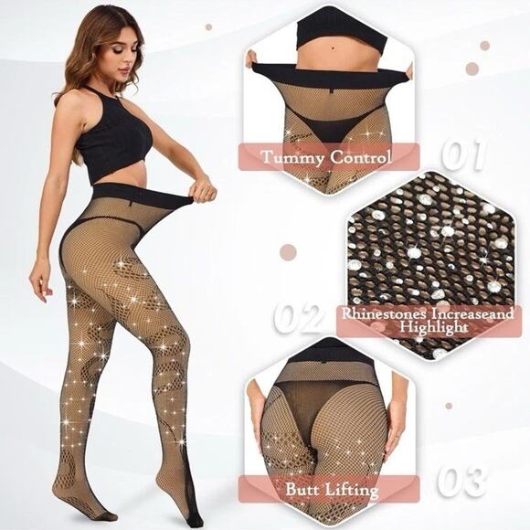 Sexy Fake Translucent Tights Stockings Fleece Lined Size Large High-Waist Snake - Picture 9 of 13